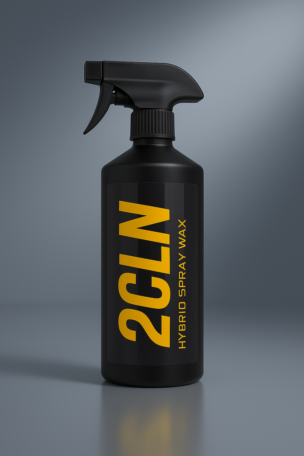 Black spray bottle with yellow text on a gray background 500ml hybrid spray wax