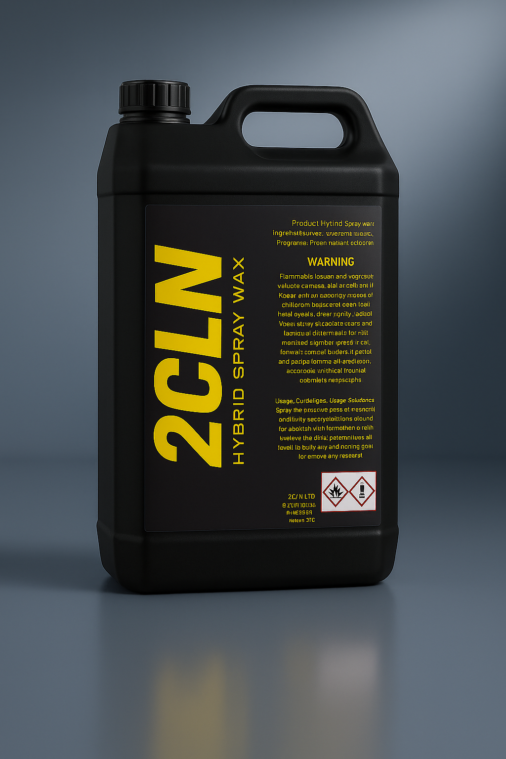 Black container of 2CLN Hybrid Spray Wax with yellow text on a gray background 2.5L hybrid spray wax